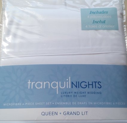 Tranquil Nights Luxury Weight Bedding 6-Pcs Queen Set - White