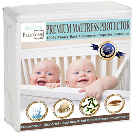 American Pillowcase Crib Mattress Protector Waterproof Bed Bug Proof Encasement