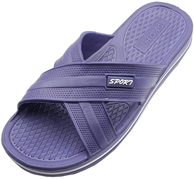 Cammie Men's Casual Shower Sandal Poolside Slip On Crisscross Slide Beach Shoes