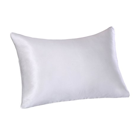100% Pure Mulberry Luxury Silk Satin Pillowcase,Good for Skin and Hair,Standard,Ivory,1pc