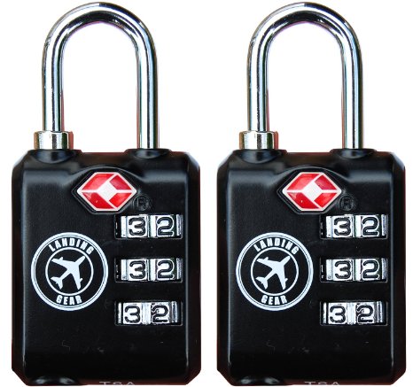 TSA Lock Heavy Duty 3 Digit Combination Luggage Padlock Travel Security Approved Black 2 Pack