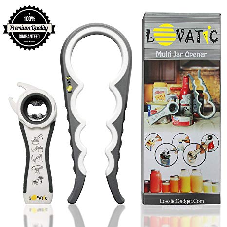 LOVATIC Can and Jar Opener - Ergonomic Bottle Opener for Seniors, Elders & Arthritis Sufferers - Quick Opening for Cooking - Simple to Use - Easily Apply for a Variety of Kitchen Cans and Bottles