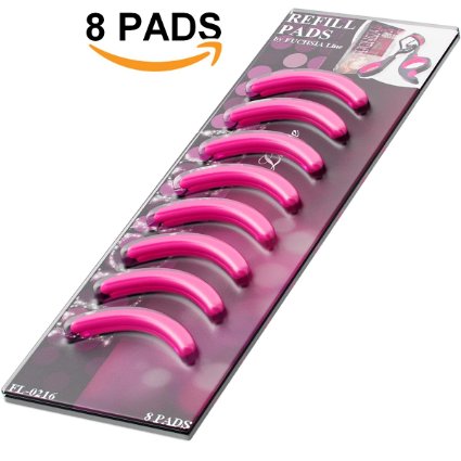 PREMIUM Pink Refill Pads for Eyelash Curler - 8 pcs - Best Replacement Rubber cushions - Washable for Mascara, Eyeliner or Glue smudged Lashes