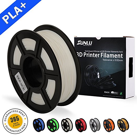 SUNLU 3D Printer Filament PLA Plus, 1.75mm PLA Filament, 3D Printing Filament Low Odor, Dimensional Accuracy  /- 0.02 mm, 2.2 LBS (1KG) Spool 3D Filament for 3D Printers & 3D Pens, Ivory White PLA