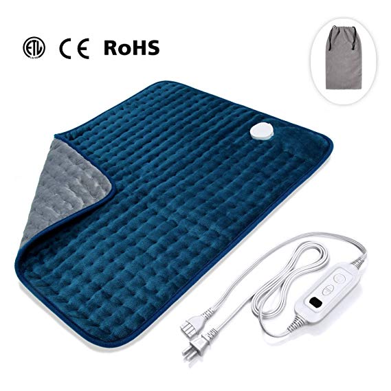 Veken Electric Heating Pad with Fast-Heating Technology, Moist Dry Heat, Auto-Off and Machine Washable, XXL Ultra-Soft Heat Therapy Pad for Cramps/Back/Knee/Neck and Shoulders(20" x 24", Blue）