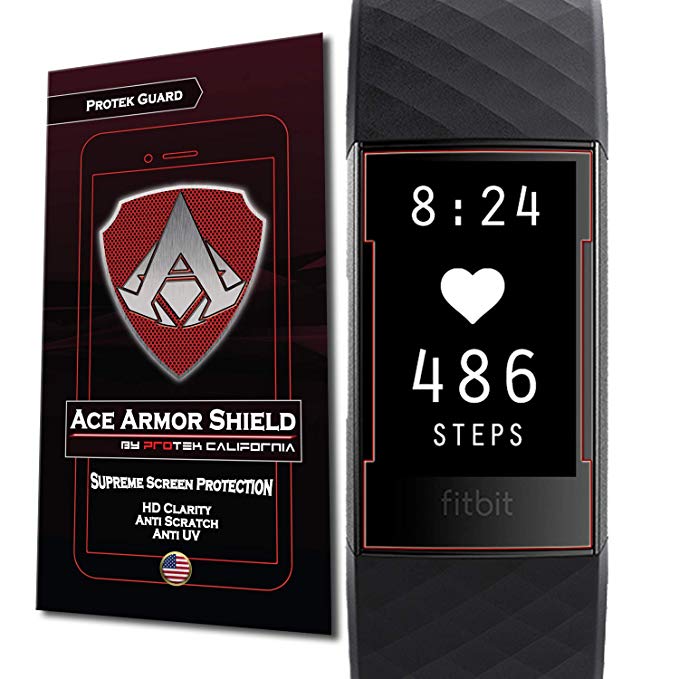 Ace Armorshield (6 Pack) Premium HD Waterproof Charger Friendly Screen Protector Compatible with Fitbit Charge 3 / Charge 3 SE