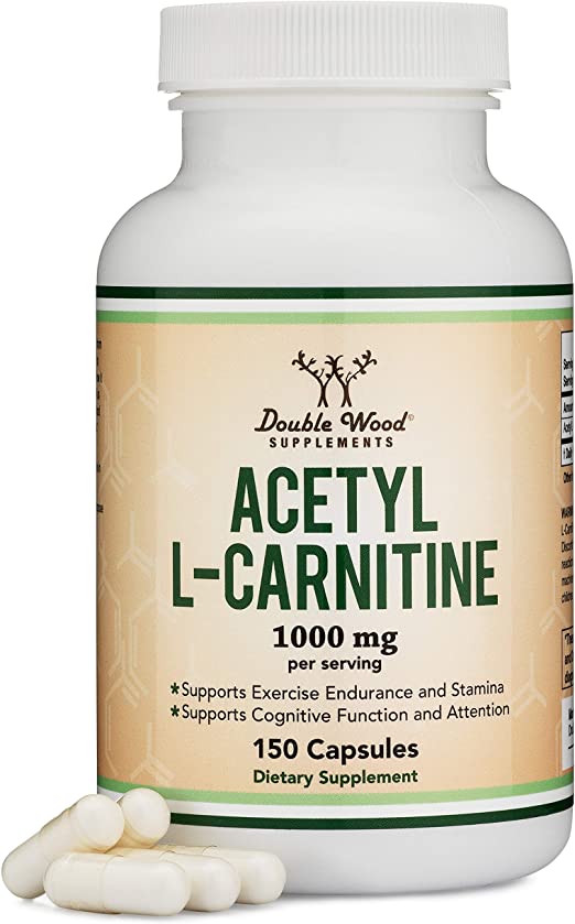 Acetyl L Carnitine (150 Capsules, 75 Day Supply) 1,000mg ALCAR for Brain Function Support, Memory, Attention, and Stamina - Made and Tested in The USA by Double Wood Supplements