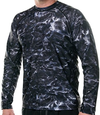 Aqua Design Men Loose Fit Long Sleeved Surf Swim Snorkel UV Sun Protection Rash Guard Water Shirt