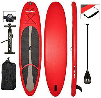 Vilano Voyager 11' Inflatable SUP Stand Up Paddle Board Package, 6" Thick