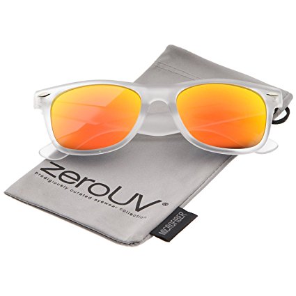 zeroUV - Matte Frosted Frame Reflective Colored Mirror Lens Horn Rimmed Sunglasses 54mm