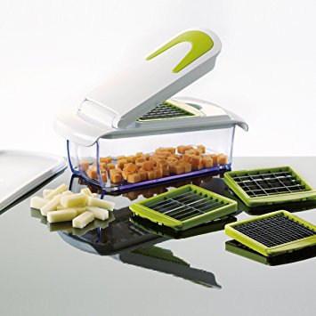 Magic Chopper - 4 Interchangeable Blades - Chop, Cut, Slice & Dice - Great for Fruit & Vegetables - Container with Storage Lid - Perpetual Peeler included and eBook
