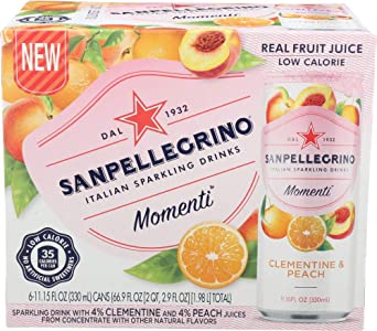 San Pellegrino, Momenti Sparkling Drink Clementine Peach, 11.15 Fl Oz, 6 Pack