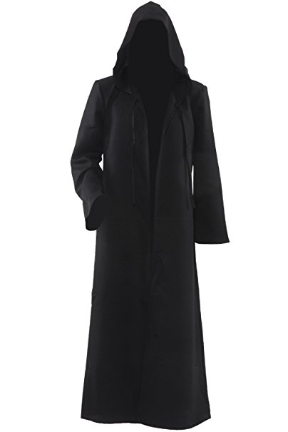 Allten Men's Costume Halloween Black Tunic Hooded Robe Cloak