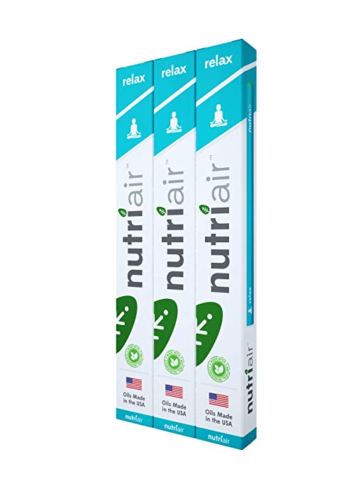Nutriair Relax Inhaler - Nutritional Aromatherapy Supplement – Relaxation Promoter – Stress Relief - Non-Drowsy - Unwind QUICKLY with ALL NATURAL Chamomile, Lemon Balm, and Passion Flower (3 pack)