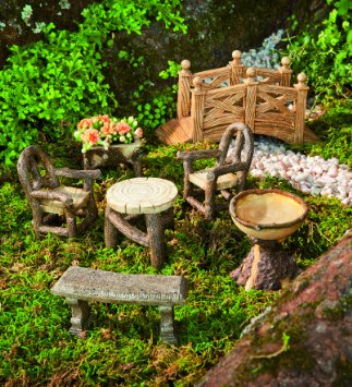 Woodland Fairy Garden Resin Furniture Set