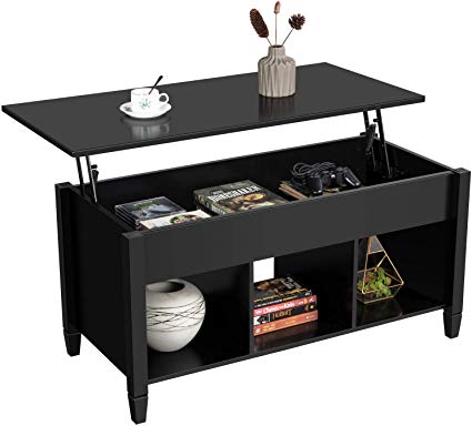 Yaheetech Lift Top Coffee Table with Hidden Compartment and Storage Shelf for Living Room, Wooden Lift Tabletop Cocktail Table, Accent Home Furniture