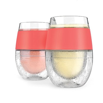 Host Wine Freeze Cooling Cups, Coral (Set of 2)