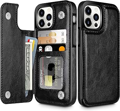 Coolden for iPhone 15 Pro Max Case Wallet Case with Card Holder Slot Shockproof Case Flip Folio Soft PU Leather Magnetic Closure Protective Case Cover for iPhone 15 Pro Max Phone Case (Black)