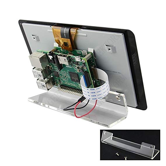 GeeekPi Transparent Clear Stand Acrylic Bracket Mount for Official Raspberry Pi 7 inch 800480 Touchscreen LCD Display