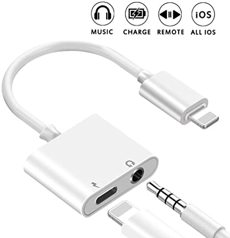 Headphone Adapter Charger Aux Splitter for iPhone 11/ XR/ 7/7 Plus/ 8/8 Plus/X/10/ XS Dongle Earphone Audio Adapter