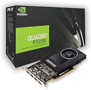 PNY Quadro P2200 Carte graphique professionnelle 5GB GDDR5 PCI Express 3.0 x16, simple slot, 4x Port display, 5K Support, Ventilateur actif ultra-silencieux