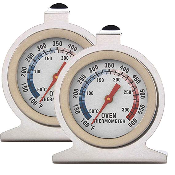 Kitchen Oven Thermometer,INRIGOROUS Pack of 2 Stainless Steel Dial Oven Thermometer Portable Food Cooking Baking Temperature 50-300℃ Measurement Range for Home Kitchen (2 Pack Oven Thermometer)