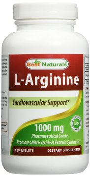 L-Arginine 1000 mg 120 Tablets - #1 Pharmaceutical Grade Essential Amino Acid - Cardiovascular Health Support Formula - L Arginine Enhances Circulation. by Best Naturals