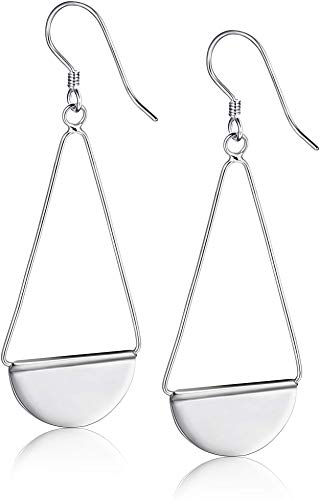 Sllaiss 925 Sterling Silver Paddle Dangle Earrings Geometric Triangle Statement Drop Earrings for Women Girls Lightweight