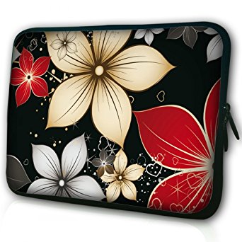 WATERFLY Stylish Flower 11.6" 12" 12.1" 12.2" Inch Laptop Notebook Netbook Tablet Computer Soft Neoprene Breathable Case Bag Sleeve Pouch Protector Holder Cover Briefcase For Apple Macbook Air/ TOSHIBA PORTEGE M780/HP Pavilion TouchSmart 11-e015nr/ASUS K200MA-DS01T Ultrabook Tablet And Most 11" 11.6" 12" Inch Laptop Ultrabook Chromebook Laptop Netbook