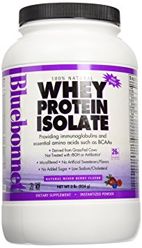 BlueBonnet 100% Natural Whey Protein Isolate Powder, Mixed Berry, 2 Pound