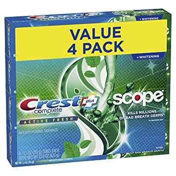 Crest Complete Active Fresh   Whitening Toothpaste, 5.5oz (Pack of 4)