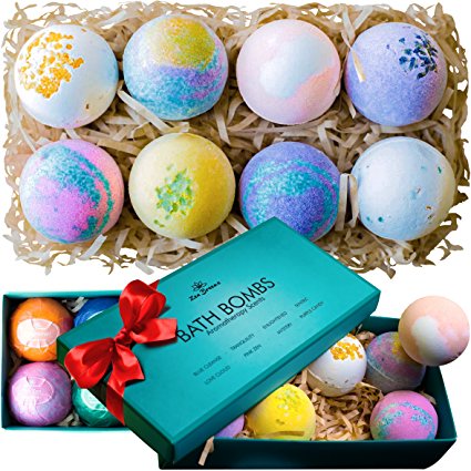 Bath Bombs Gift Set - 8 Luxury All Vegan Bubble Fizzies For Women, Relaxation Bath Bomb Kit - Relaxing Spa Gifts For Her - Unique Birthday & Beauty Products