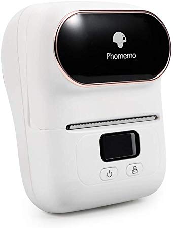 Phomemo-M110 Label Printer- Portable Bluetooth Thermal Label Maker Apply to Labeling, Shipping, Office, Cable, Retail, Barcode, Compatible for Android & iOS System,with 1 40×30mm Label,White