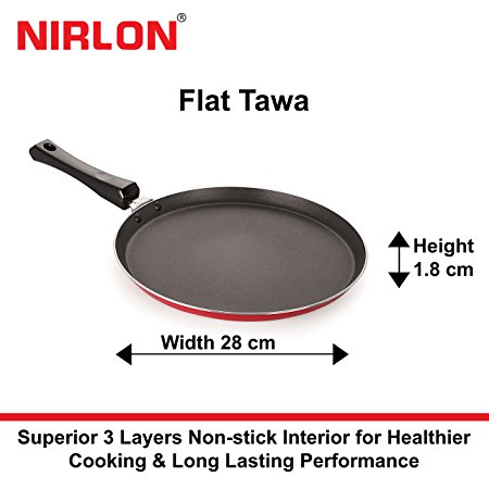 Nirlon Special Nonstick Tawaa, Flat Base Dosa Tawa, 28Cm*1.8Cm (3 Layered Coated)