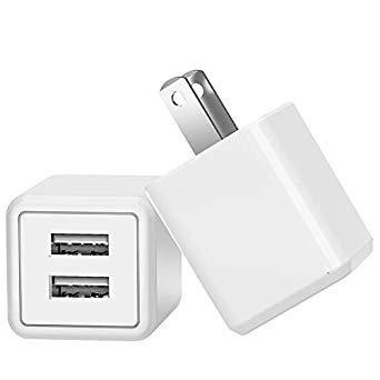 USB Wall Charger,Dual USB Travel AC Adapter Portable Rapid Charger Block Power Plug Fast Charging Compatible iPhone X/8/7/6S/6 Plus,Samsung Galaxy S9/S8/S7 Edge,HTC,Nexus,Moto,BlackBerry(2-Pack)