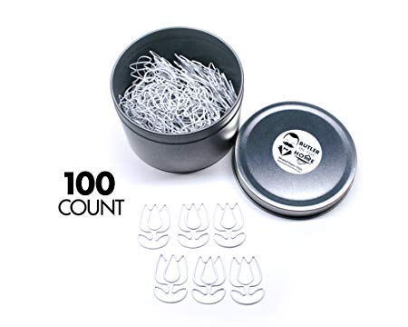 Butler in the Home Tulip Flower Shaped Paper Clips Great For Paper Clip Collectors or Office Gift - Comes in Round Tin with Lid and Gift Box (100 Count White)