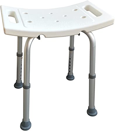 Sodynee Adjustable Bath Bench or Shower Chair Bench Seat Stool, White