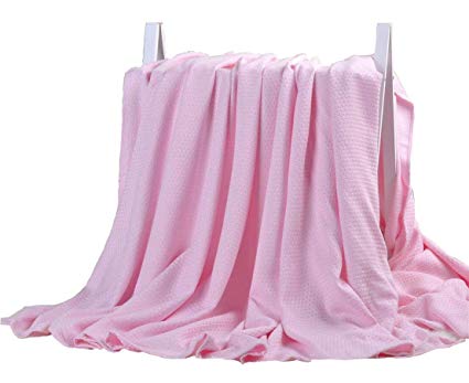 LAGHCAT Air Condition Cooling Throw Blankets - Lightweight Bamboo Fiber Knitted Throws Solid Summer Thin Blanket for Couch,Sofa,Bed Sleeping Cover for Adults Chidren Kids Pink - 71 x 79 Inch