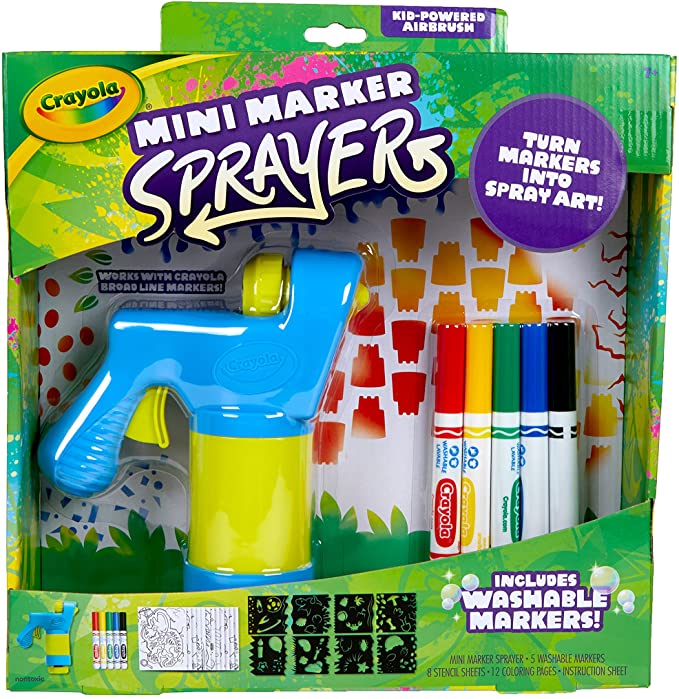 Crayola Mini Marker Sprayer, Marker Airbrush Kit, Gift for Kids, 7, 8, 9, 10