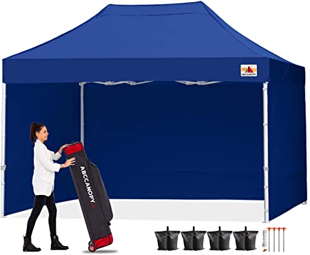 ABCCANOPY Canopy 8x12 Pop Up Commercial Canopy Tent with Side Walls Instant Shade, Bonus Upgrade Roller Bag, 4 Weight Bags, Stakes and Ropes, Navy Blue
