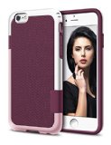 iPhone 6 Case LoHi Hybrid Impact 3 Color TPU Shockproof Rugged Case Extra Front Raised Lip Back Strips Anti-slip Protective Buffer Dual Protection Cover Case for iPhone 6 47 Inch Wine Red