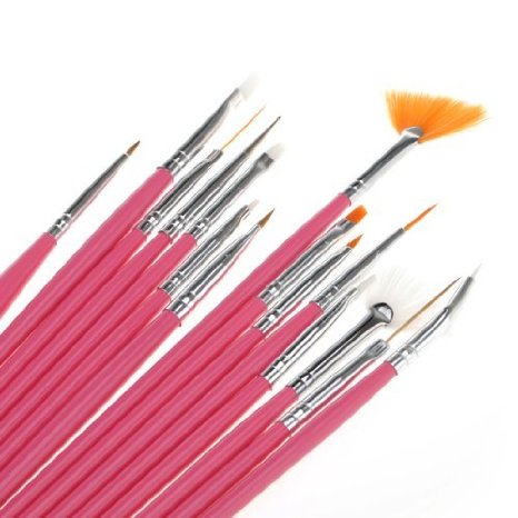 15pcs Acrylic Nail Art Design Painting Tool Pen Polish Brush Set Kit DIY Pro