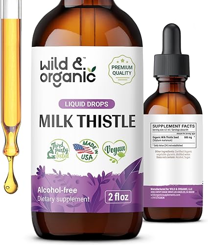 Milk Thistle Seed Liquid Extract - Organic Milk Thistle Drops Supplement for Liver Cleanse and Detox - Silybum Marianum Tincture - Vegan, Alcohol Free - 2 fl oz