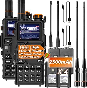 BAOFENG K5PLUS Tri Band Ham Radio Handheld,Walkie Talkies Long Range NOAA Weather Receiver High Power Two Way Radios with One Key Frequency Match,USB C Charger,999CH with Extra 2500mAh Battery 2 Pack