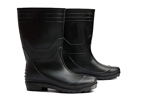 Confidence Gumboots Men's Waterproof Durable Rubber Outdoor Working Boots (Size-8) Black