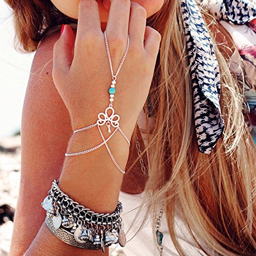 AutumnFall® Fashion Retro Bracelet Finger Ring Bangle Slave Chain