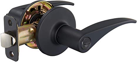 AmazonBasics Victory Door Lever With Lock, Privacy, Matte Black