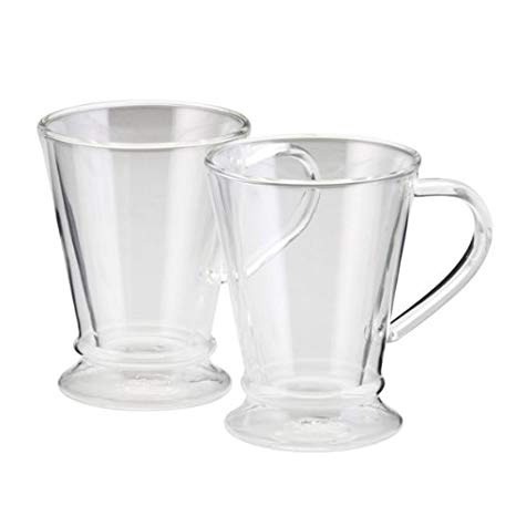 BonJour Coffee Insulated Borosilicate Glass Coffee Mugs, 2-Piece Set, 10-Ounces Each