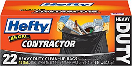 Hefty Contractor Heavy Duty Twist Tie Clean-Up Bags (45 Gallon, 22 Count)