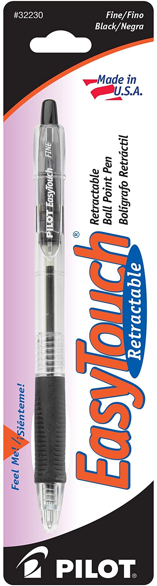 PILOT EasyTouch Refillable & Retractable Ballpoint Pens, Fine Point, Black Ink, Single Pen (32230)